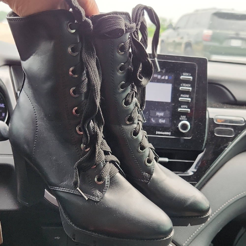 Black Lace-Up Ankle Boots